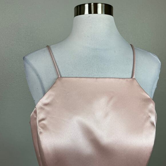 Betsy & Adam Satin Tiered Mini Fit and Flare Cocktail Dress Blush Pink Size 10 - Picture 8 of 13